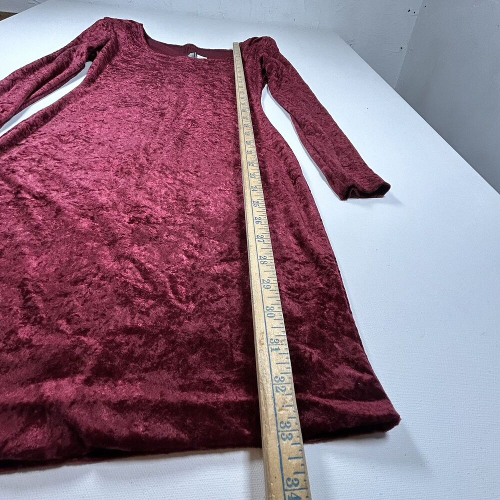 Vintage All That Jazz Crushed Velvet Bodycon Mini Dress 80s 90s Size S Burgundy - Picture 7 of 12